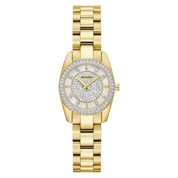 Bulova Classic Gold Tone Stainless Steel Crystal Women\'s Watch, 23mm